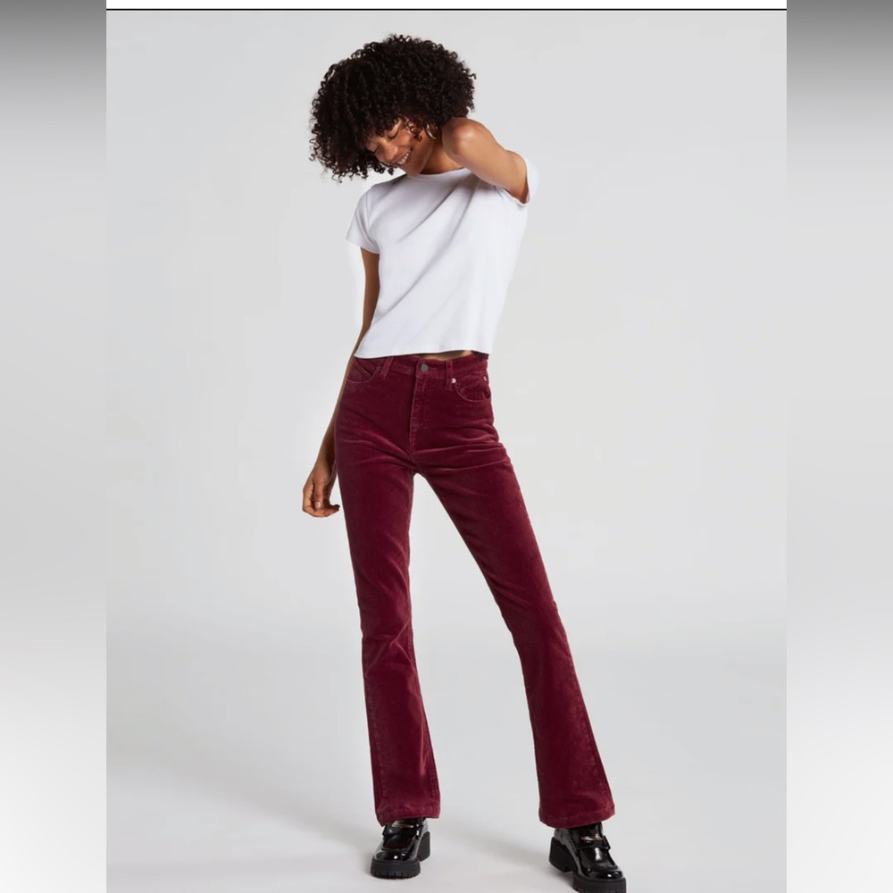 Volcom Burgundy Corduroy Bootcut Crop Pants | High-Rise Stretch | Size 28